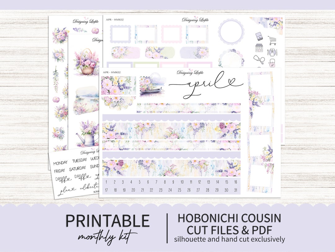 Hobonichi Cousin Planner Sticker Kit - April Monthly Printable Planner ...