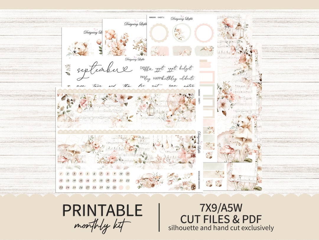 Printable September Monthly Planner Stickers - Vertical Sticker Kit ...