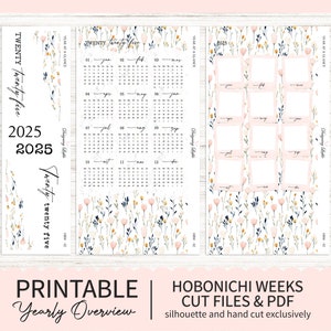 Adesivi stampabili Hobonichi Weeks 2025 Year at a overview / Panoramica annuale - Soft Petals
