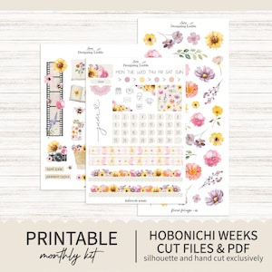 Printable June Hobonichi Weeks Monthly Planner sticker kit - Printable Planner Stickers