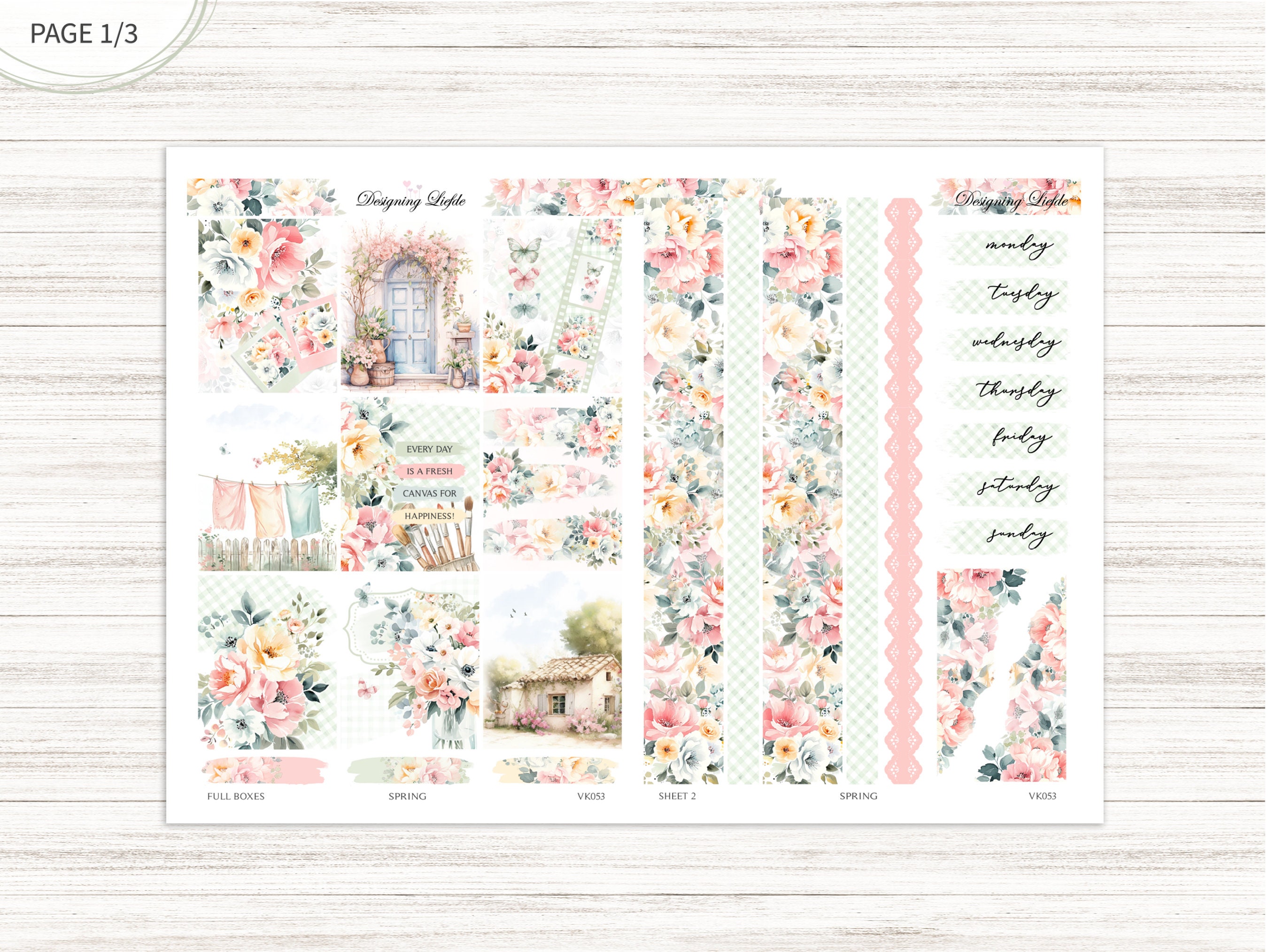 7X9 / A5W Vertical Weekly Printable Planner Sticker Kit SPRING - Etsy