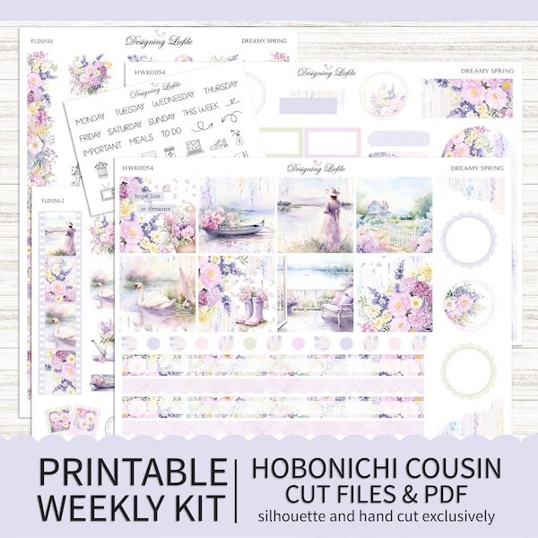 Dreamy Spring ∥ Printable Hobonichi Cousin Weekly Planner Sticker Kit