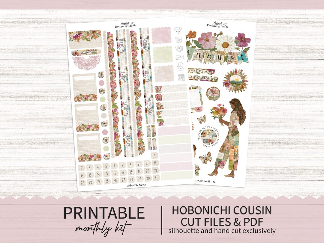 Printable August Hobonichi Cousin Monthly Planner Sticker Kit ...