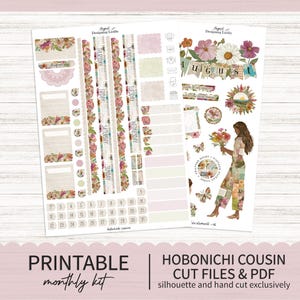 Printable August Hobonichi Cousin Monthly Planner sticker kit - Printable Planner Stickers