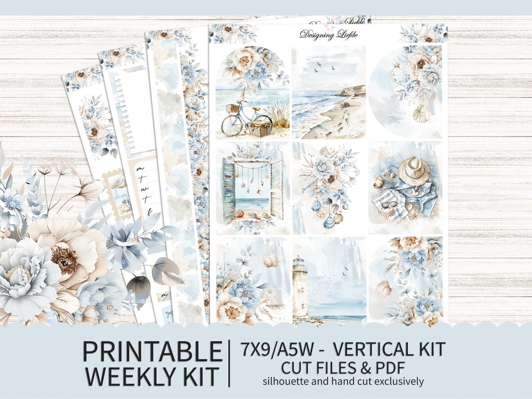 Printable Weekly Planner Sticker Kit for 7X9 / A5W Planners - Azure ...