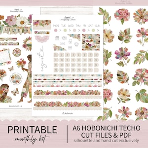 Printable August A6 Hobonichi Techo Monthly Planner sticker kit - Printable Planner Stickers