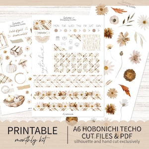 Printable September A6 Hobonichi Techo Monthly Planner sticker kit - Printable Planner Stickers