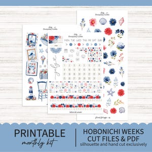 Printable July Hobonichi Weeks Monthly Planner sticker kit - Printable Planner Stickers