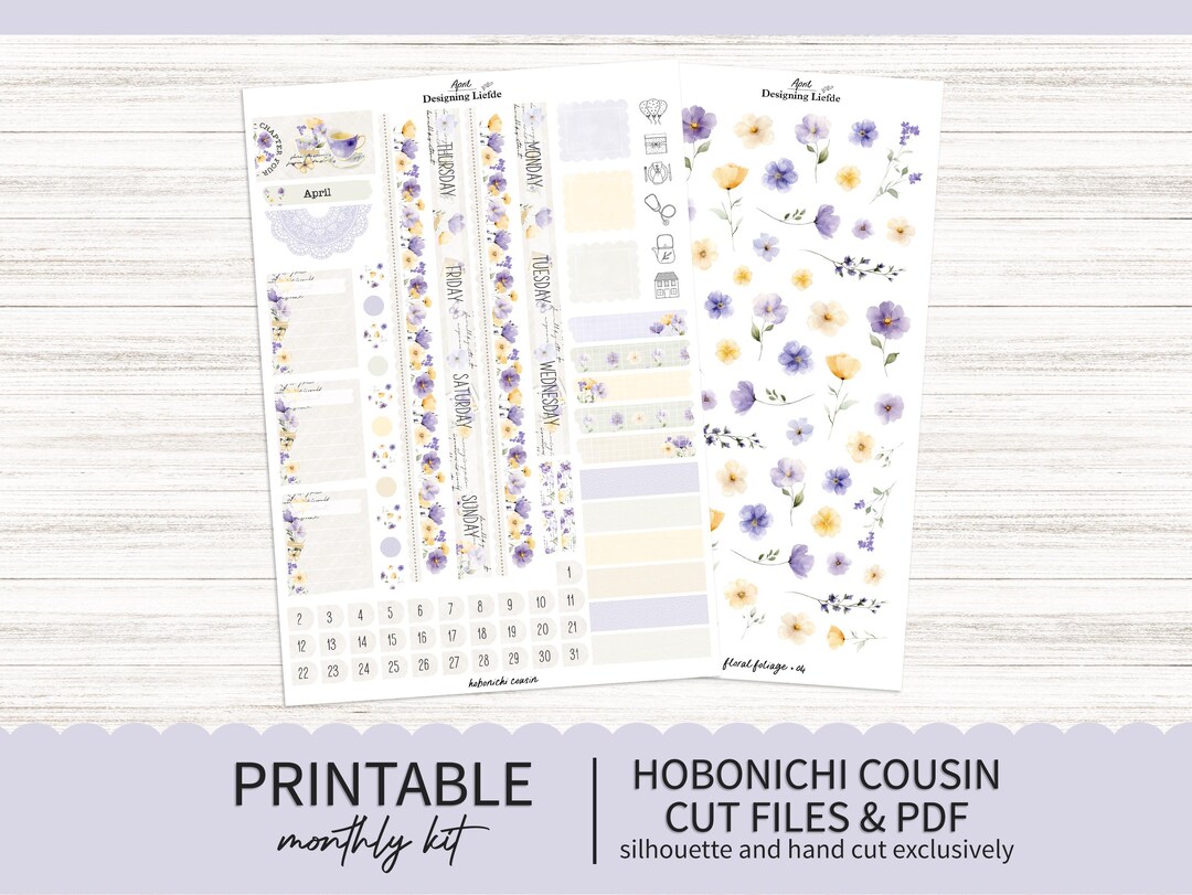 Printable April Hobonichi Cousin Monthly Planner Sticker Kit ...