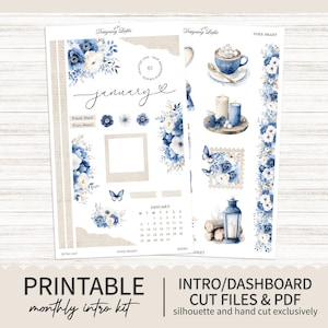 Druckbares Januar Monatliches Intro Kit / Dashboard Monatlicher Planer Aufkleber Kit - Jeder Planer