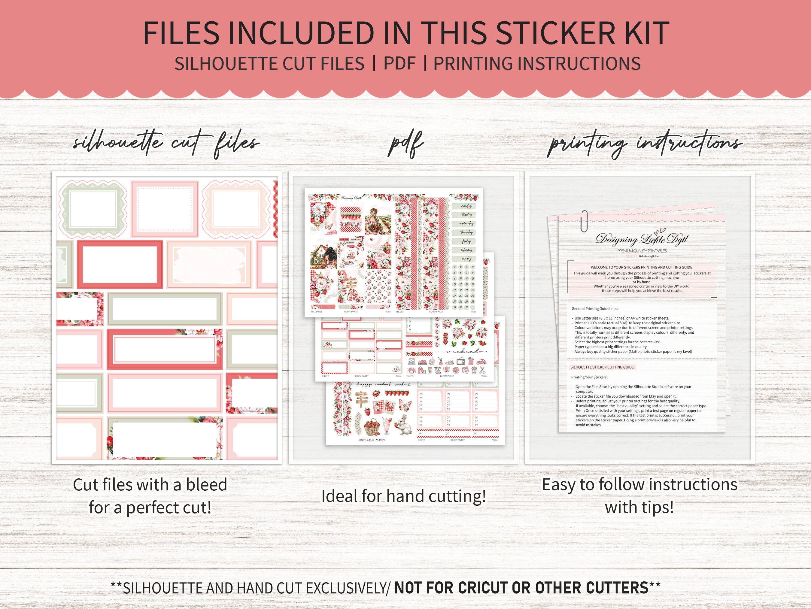 Berry Sweet Printable Weekly Planner Sticker Kit for 7X9 / A5W Vertical ...