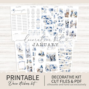 Printable January Decorative Monthly Planner Sticker kit - Any Planner