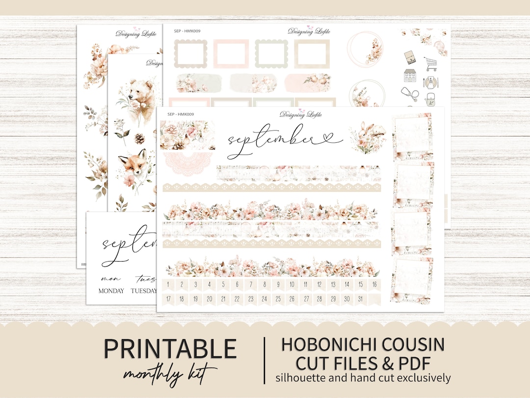 Printable Hobonichi Cousin September Monthly Planner Sticker Kit ...