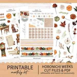 Printable October Hobonichi Weeks Monthly Planner sticker kit - Printable Planner Stickers