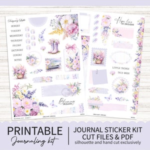 Printable Journal Sticker kit - Dreamy Spring - Any Planner