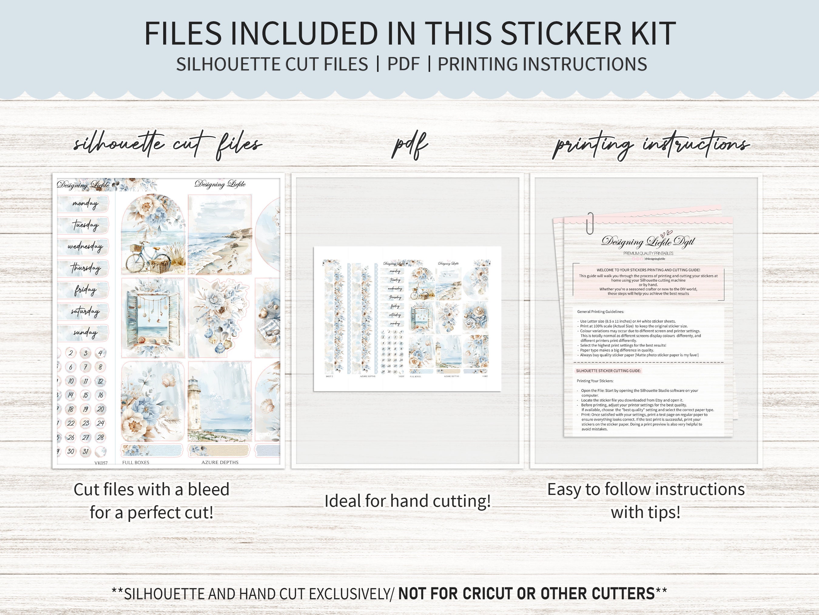 Printable Weekly Planner Sticker Kit for 7X9 / A5W Planners Azure ...