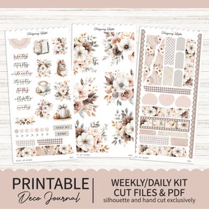 Druckbare wöchentliche / tägliche dekorative Journaling Planer Sticker Kit - Gemütlich zu Hause