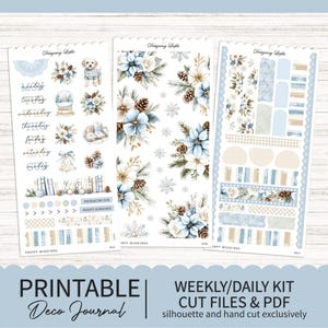 Druckbares dekoratives Journaling Planer Sticker Kit - Frostige Morgen