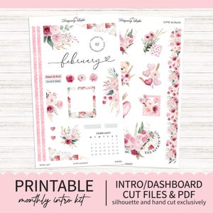 Kit de introdução mensal para impressão de fevereiro / Kit de adesivos do planejador mensal do painel - Qualquer planejador