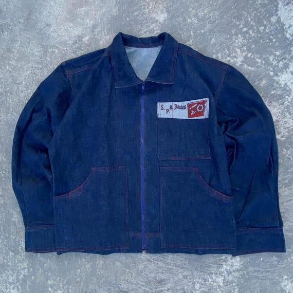 Vintage French Work Jacket XL 2XL Chore Coat Workwear Work