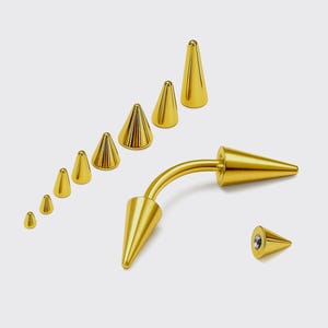 Gold Spike Eyebrow Barbell: Titanium Curved Body Piercing Jewelry
