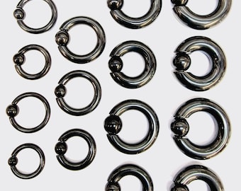 Handgemachte Schwarz Titan Prinz Albert Ring: Captive Bead Körperschmuck - 8g bis 00g