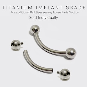 Titanium Curved Barbell: Internal Threading Eyebrow Piercing (16ga-14ga)