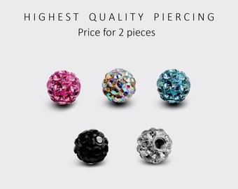 Disco Ball Replacement Piercing Ball Parts, Loose Balls - Body Jewellery for Labret, Barbell Piercing, Horseshoe Ring