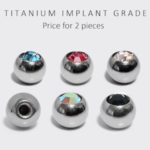 Gem Ball Replacement Piercing Ball Parts, Loose Balls - Titanium Implant - Body Jewellery for Labret, Barbell Piercing, Horseshoe Ring