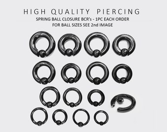 Black Surgical Steel Captive Bead Ring: Septum, Nipple, PA Piercing