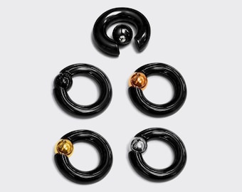 Schwarze Captive Bead Septum Ring mit Benutzerdefinierten Ball Farbe: Implant Grade Titanium - 8g bis 00g