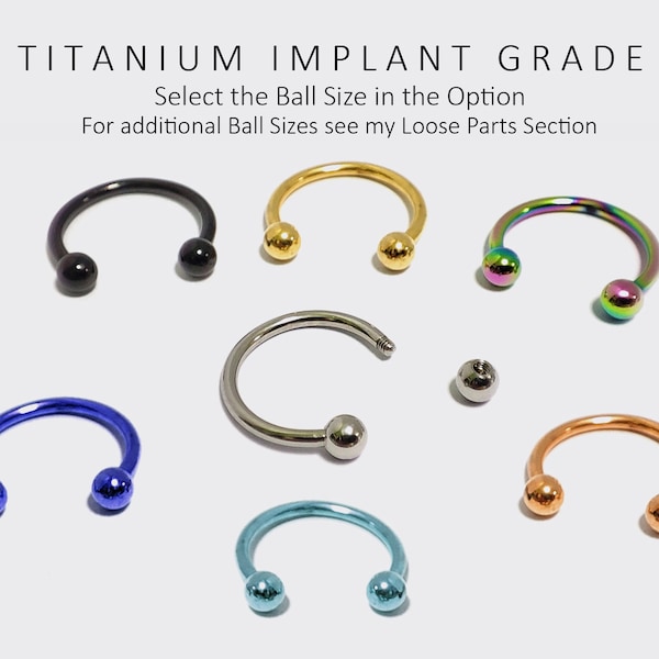 Horseshoe Circular Barbell Piercing, Septum Rings - Titanium Implant - Body Piercing, Body Jewellery 18G 16G 14G - 6mm to 16mm