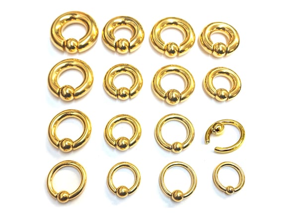 Gold Titanium Prince Albert Ring: Implant Grade Ball Closure (8G-00ga)
