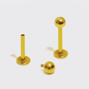 Gold Titanium Labret Stud: Internal Threading Lip & Tragus Piercing