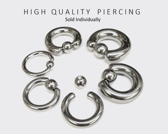 Surgical Steel Captive Bead Ring: Ball Closure Body Piercing - Gauge Sizes 18G to 00G