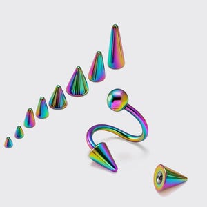 Rainbow Titanium Twisted Barbell: Helix, Lip, Cartilage Piercing - 14g/16g