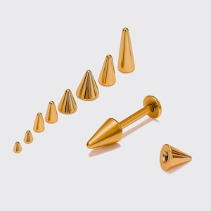 Rose Gold Spike Lip Labret Stud: Titanium Cartilage Piercing, 18g 16g 14g