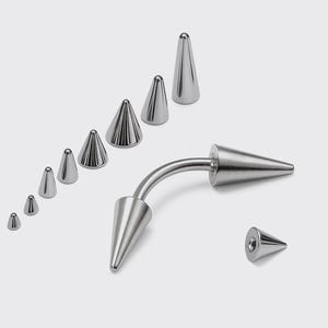 Titanium Spike Eyebrow Barbell: 18g/16g/14g Curved Body Jewelry
