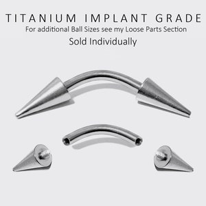 Titanium Spike Eyebrow Piercing: 16ga or 14ga Curved Barbell