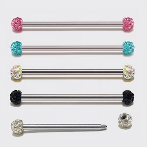 Titanium Crystal Ball Industrial Barbell: Helix Cartilage Piercing 14g 16g