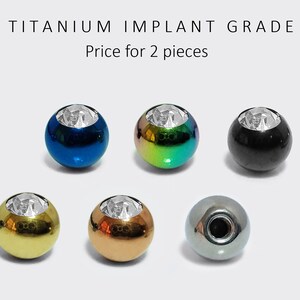 Loose Gem Ball Replacement Piercing Ball Parts in Colours - Titanium Implant - Body Jewellery for Labret, Barbell Piercing, Horseshoe Ring