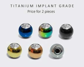 Loose Gem Ball Replacement Piercing Ball Parts in Colours - Titanium Implant - Body Jewellery for Labret, Barbell Piercing, Horseshoe Ring