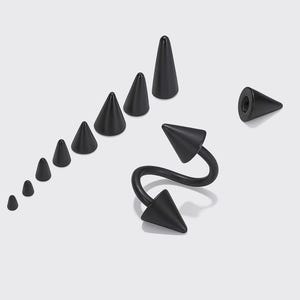 Black Titanium Spike Spiral Earring: Cartilage, Lip, Helix Piercing