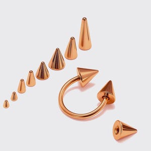 Rose Gold Spike Septum Ring: Titanium Horseshoe Barbell - 18g/16g/14g