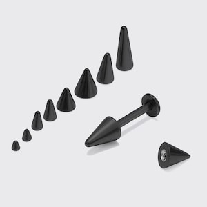 Black Titanium Spike Lip Labret Stud: Tragus Cartilage Piercing