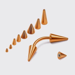 Rose Gold Spike Eyebrow Barbell: Titanium Curved Body Jewelry