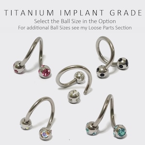Titanium Multi Crystal Spiral Piercing Lip Ring, Lip Jewellery, Twisted Barbell Helix Ring - 16G 14G Body Piercing