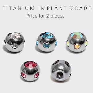 Titanium Implant Crystal Piercing Ball Replacement (2pcs)