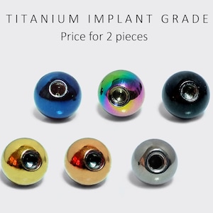 Replacement Piercing Ball Parts, Loose Balls, Plain Ball - Titanium Implant - Body Jewellery for Labret, Barbell Piercing, Horseshoe Ring