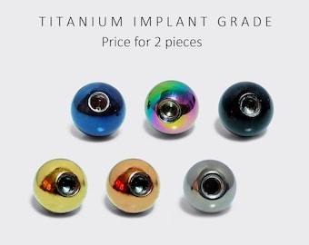 Pièces de rechange pour boule de piercing, boules détachées, boule unie - implant en titane - bijoux de corps pour labret, piercing à la barre, anneau de fer à cheval